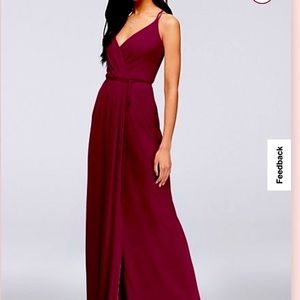 David’s Bridal Georgette Wrap Dress Wine